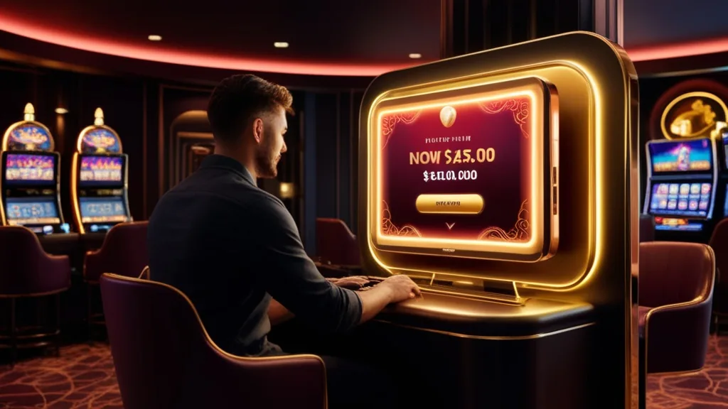 Bestandskunde sieht ein persönliches Bonusangebot im dunklen Casino