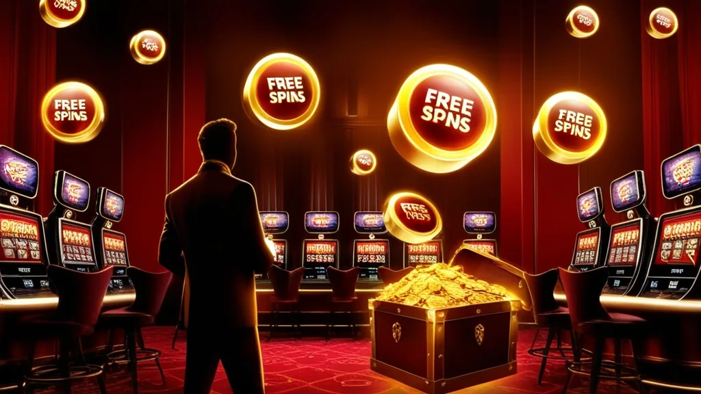 Freispiele und Bonusangebote in einem dunklen Casino mit leuchtenden Symbolen